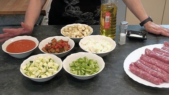 Recepta de Salsitxes amb Sanfaina