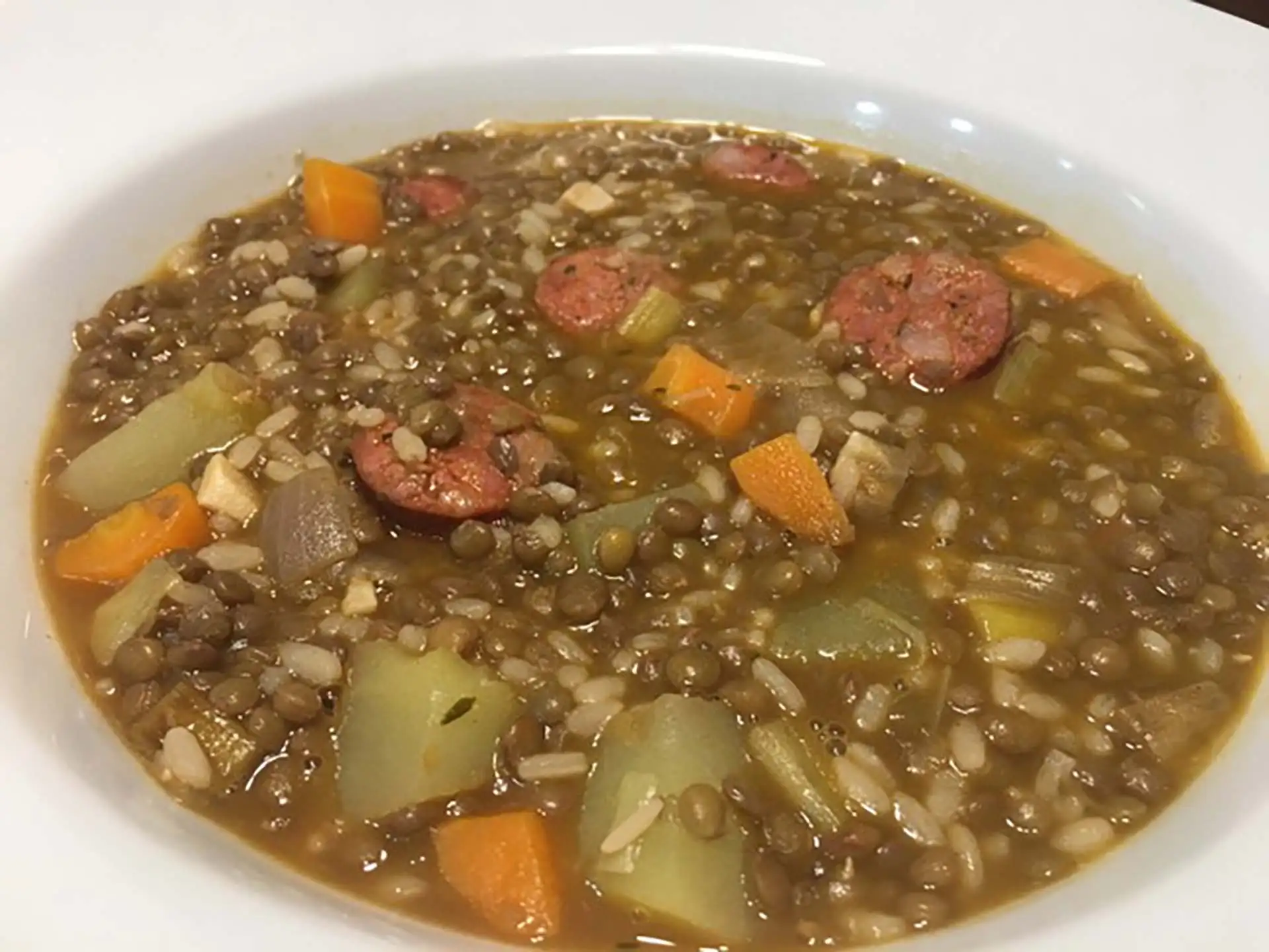 Lentejas con Arroz y Verduras