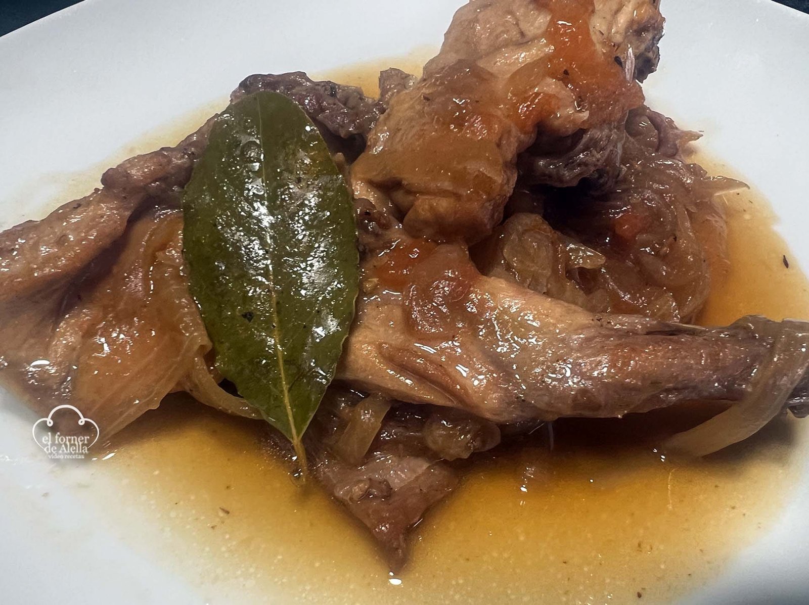 Conejo guisado con cebolla